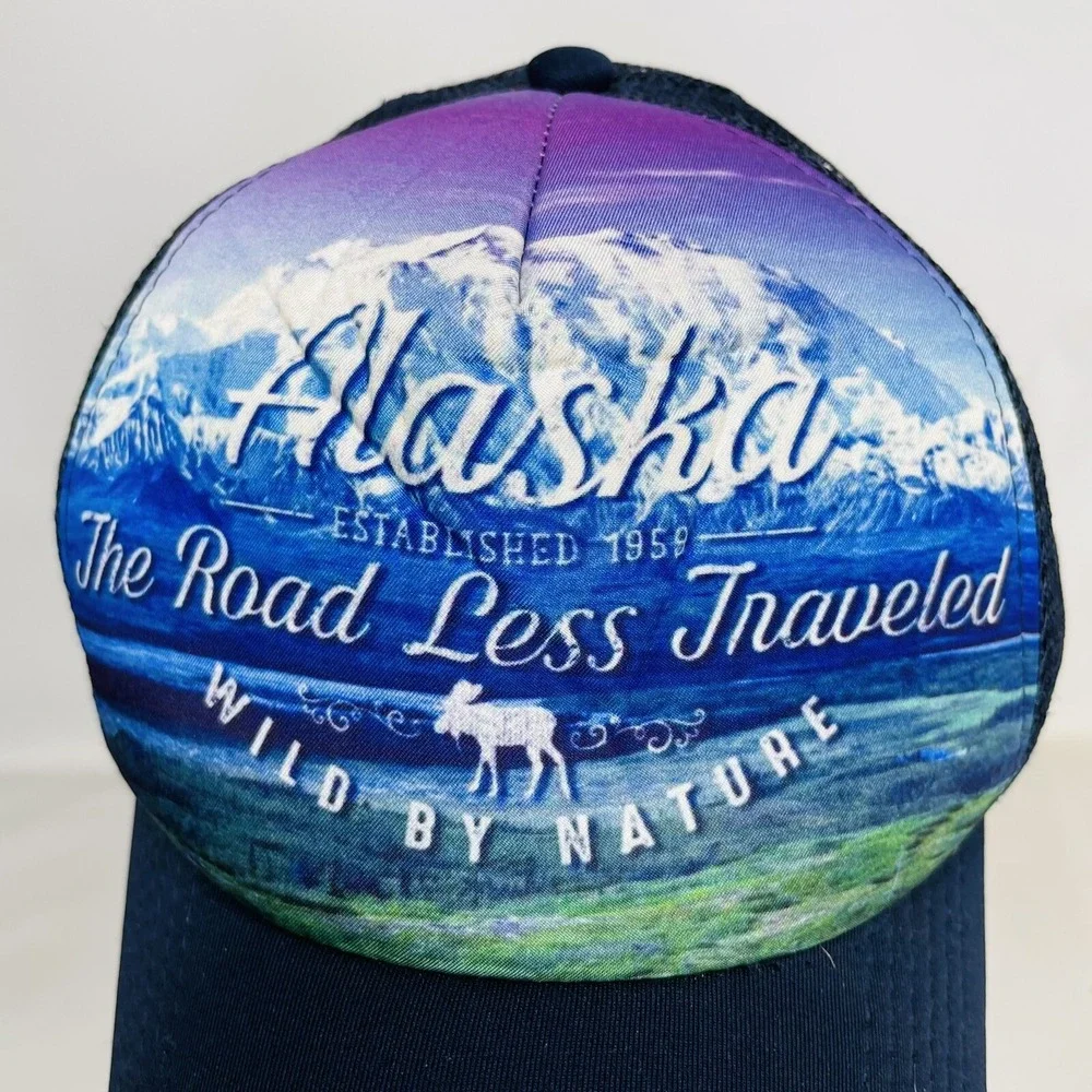 Alaska Moose Navy Trucker Style Snapback Hat‎ Cap Vintage Souvenir ACE
